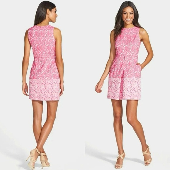 Cynthia Steffe Pink Floral Pleated Sleeveless Mini Dress Fit and Flare Tea Party - Picture 12 of 12